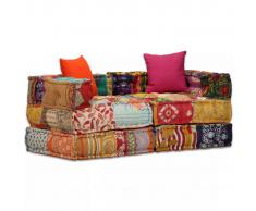 vidaXL Sofá cama modular de 2 plazas de tela Patchwork