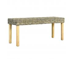 vidaXL Banco de ratán kubu natural y madera maciza de mango 110 cm