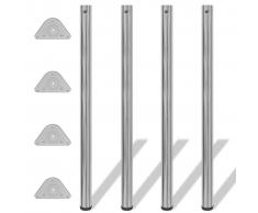 vidaXL 4 Patas de Mesa Regulables en Altura 1100 mm (Color Níquel Pulido)