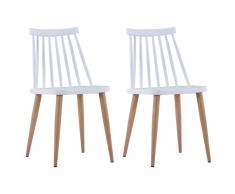 vidaXL Sillas de comedor 2 unidades plástico blanco
