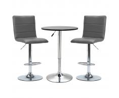 vidaXL Mesa alta y taburetes de barra 3 piezas cuero sintético negro