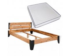 vidaXL Cama con colchón de espuma viscoelástica madera+acero 180x200cm