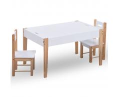 vidaXL Mesa y sillas infantiles 3 pzas con pizarra negro y blanco