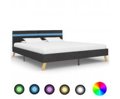 vidaXL Estructura de cama con LED tela gris oscuro 180x200 cm