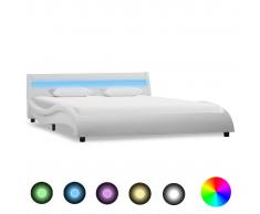vidaXL Estructura de cama con LED cuero sintético blanco 160x200 cm