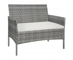 vidaXL Banco de jardín 105 cm ratán sintético gris
