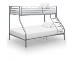 vidaXL Estructura de litera de metal gris 140x200 cm/90x200 cm