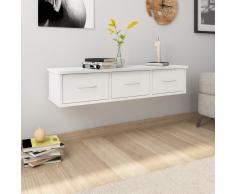 vidaXL Estante de cajones pared aglomerado blanco brillo 90x26x18,5 cm