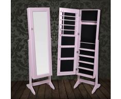 vidaXL Espejo Con Patas Armario Gabinete de Joya Color Rosa