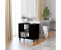 vidaXL Mesa auxiliar de aglomerado negro brillante 70x35x55 cm