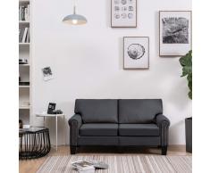 vidaXL Sofá de 2 plazas de tela gris oscuro