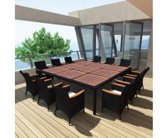 vidaXL Conjunto de comedor exterior ratán sintético negro 200x200cm