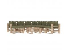 vidaXL Set muebles de palés para jardín 7 piezas madera cojines beige