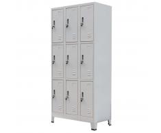 vidaXL Armario taquilla con 9 compartimentos acero 90x45x180 cm gris