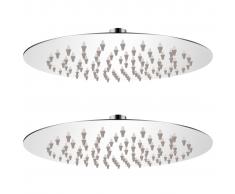 vidaXL Cabezal de ducha efecto lluvia 2 uds acero inoxidable Ø 20 cm