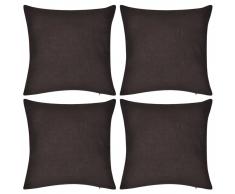 vidaXL 4 fundas marrón para cojines de algodón, 80 x 80 cm