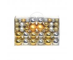 vidaXL Bolas de Navidad 100 unidades plateado/dorado