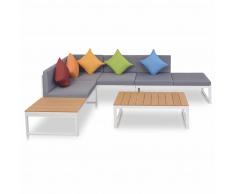 vidaXL Set de muebles de jardín 4 piezas y cojines aluminio y WPC