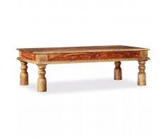 vidaXL Mesa de centro de madera maciza sheesham y mango 110x60x38 cm