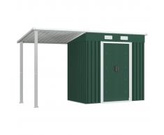 vidaXL Cobertizo jardín con tejado extendido acero verde 335x121x184cm