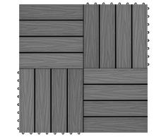 vidaXL Baldosas porche relieve profundo WPC 30x30 cm 1 m² gris 11 uds