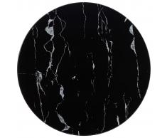 vidaXL Tablero para mesa vidrio con textura de mármol negro Ø50 cm