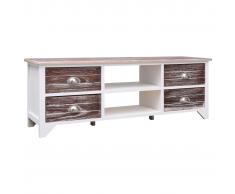vidaXL Mueble para TV madera Paulownia blanco y marrón 115x30x40 cm