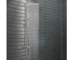 vidaXL Kit de ducha combinado con termostato acero inoxidable