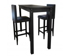 vidaXL Mesa de bar con 2 sillas de barra negras
