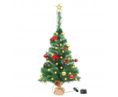 vidaXL Árbol Navidad artificial decorado bolas luces LED 64 cm verde