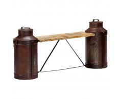 vidaXL Banco con cántaros de leche madera maciza de mango 150x33x64 cm
