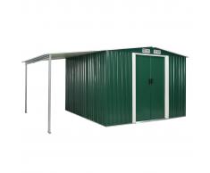 vidaXL Cobertizo jardín puertas correderas acero verde 386x259x178 cm