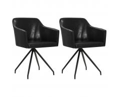 vidaXL Sillas comedor giratorias 2 unidades cuero sintético negro