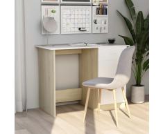 vidaXL Escritorio aglomerado color roble Sonoma y blanco 100x50x76 cm