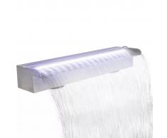 vidaXL Fuente cascada rectangular LED para piscina acero inoxidable 60 cm
