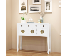 vidaXL Aparador de estilo chino de madera maciza blanco