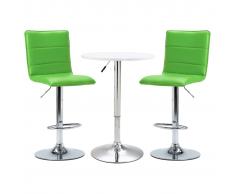 vidaXL Set mesa alta y taburetes de bar 3 pzas cuero sintético blanco