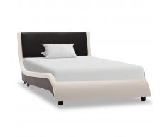 vidaXL Estructura de cama de cuero sintético blanco y negro 90x200 cm
