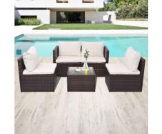 vidaXL Set muebles de jardín 5 piezas y cojines ratán sintético marrón