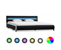 vidaXL Estructura de cama con LED cuero sintético negro 180x200 cm