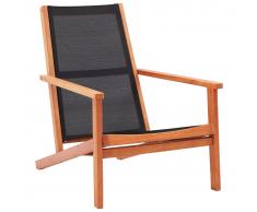 vidaXL Silla de jardín de madera maciza de eucalipto y textilene negro