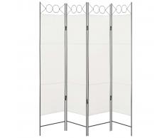 vidaXL Biombo divisor de 4 paneles de tela blanco 160x180 cm