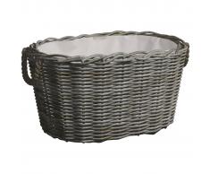 vidaXL Cesta para leña con asas de transporte sauce gris 60x40x28 cm