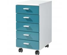 Germania Armario archivador con ruedas blanco y azul petrol 4099-183
