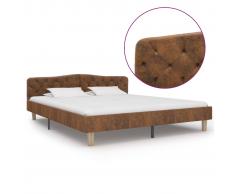 vidaXL Estructura de cama de piel de ante artificial marrón 180x200 cm