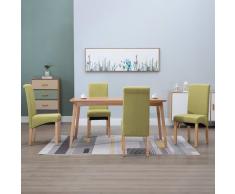 vidaXL Sillas de comedor 4 unidades de tela verde