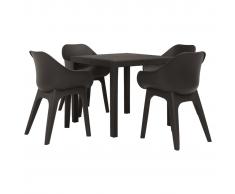 vidaXL Conjunto de comedor de jardín 5 piezas plástico marrón