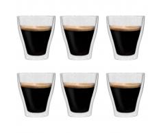 vidaXL Vasos de cristal térmico doble pared para café 6 uds 280 ml