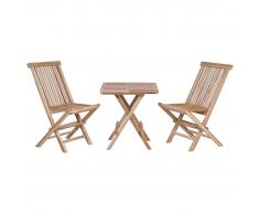 vidaXL Mesa y sillas de jardín plegables 3 pzas madera maciza de teca