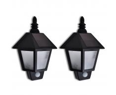 vidaXL 2 Apliques de exterior solares con detector de movimiento, inoxidables